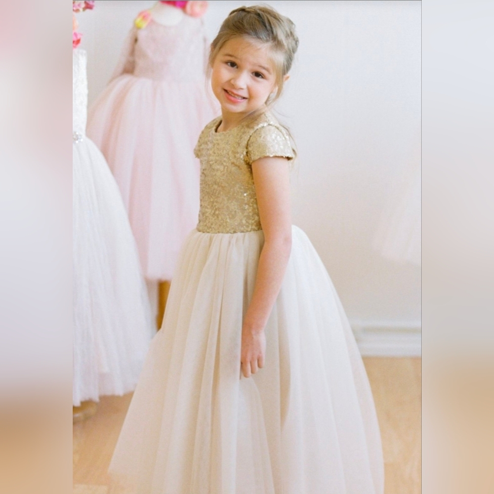 Gold Sequin Top Dress for Girls